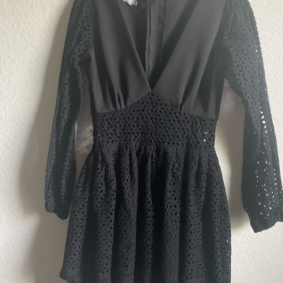 Rendoll Lagos Designer Eyelet Black Hollow Fit & Flare Whimsigoth Coquette Dress - Picture 8 of 16